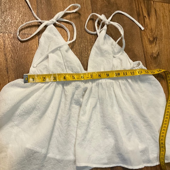 Princess Polly Tie Triangle Blouse Size 8‎ White Baby Doll Flowy Tank Flutter - Picture 4 of 6